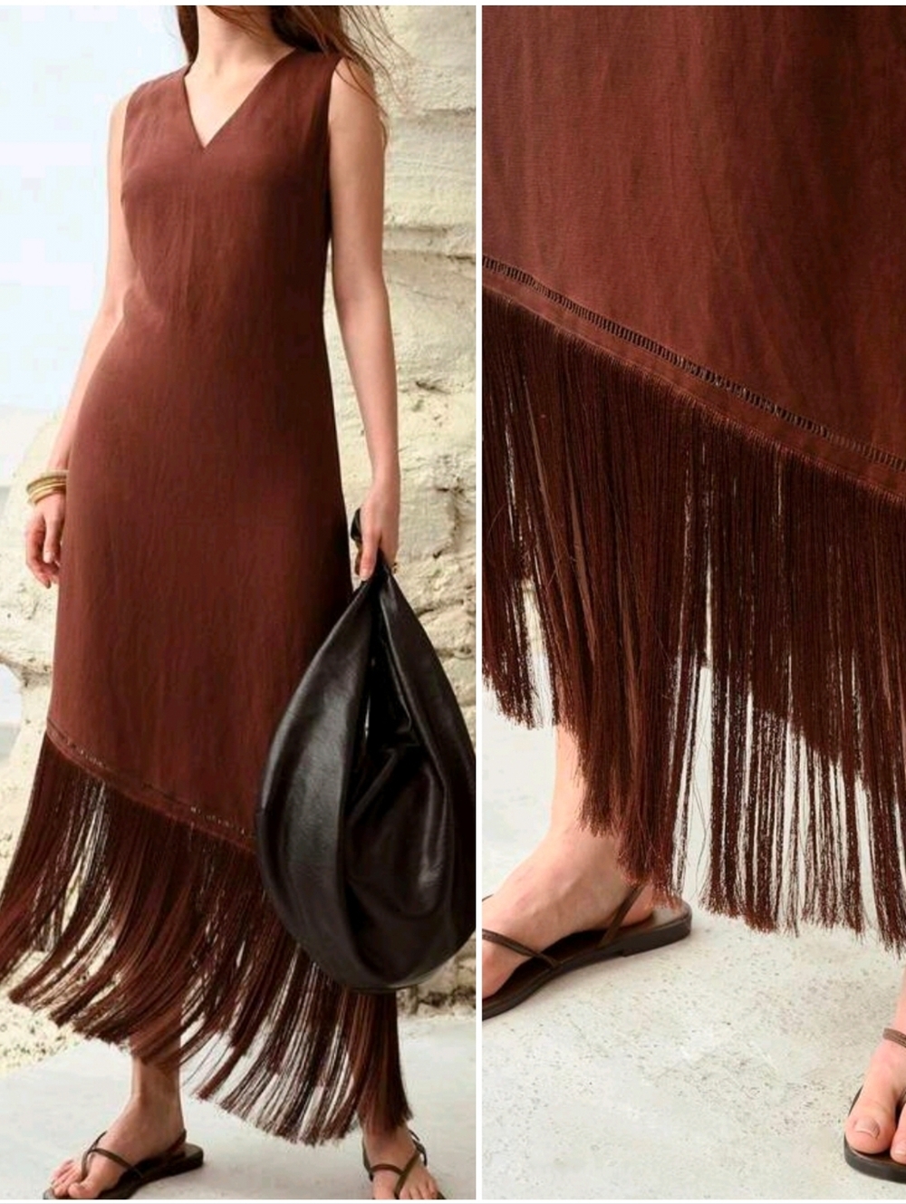 Fringe Linen Dress